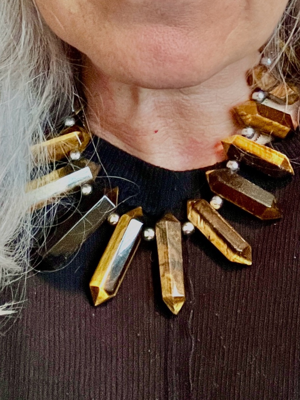 Faceted Tiger Eye Pendant Necklace in Gold-Brown
